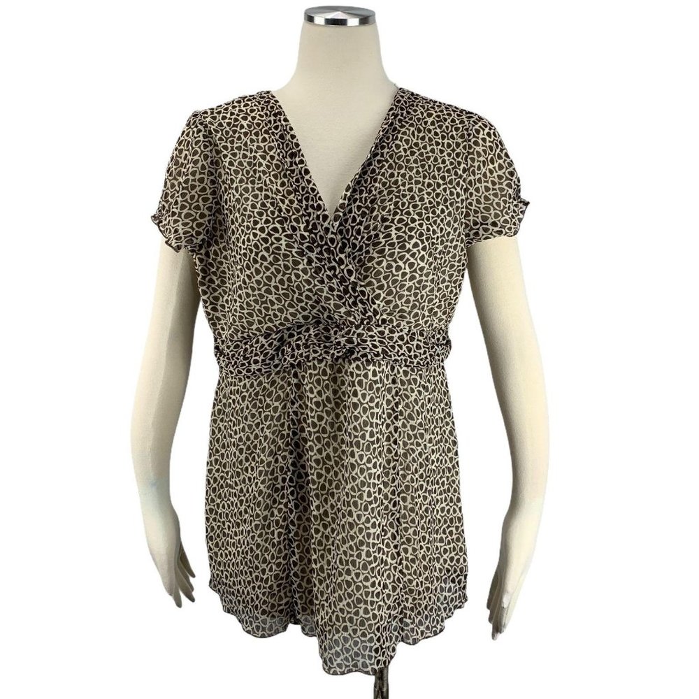 Motherhood Maternity Large blouse Brown White Shor